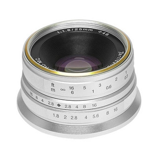 7artisans 七工匠 25mm F1.8 微距定焦镜头 Micro 4/3卡口 46mm 银色