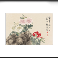 恽南田《菊花》50*70cm 复刻画新 背景墙玄关挂画