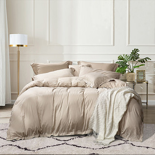 FUANNA 富安娜 家纺 床上四件套欧式提花高档床品套件 床单被套双人加大 1.8米/2.0米床(230*229cm)浅末年华