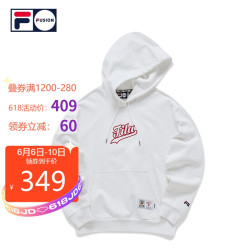FILA 斐乐 女装INLINE系列官方连帽卫衣女子新款休闲时尚运动套头衫商场同款 标准白-WT 160/80A/S