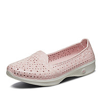 斯凯奇夏季女鞋轻质舒适透气疏水户外休闲洞洞鞋沙滩鞋 38 粉色/白色