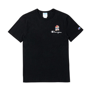 Champion 马里奥联名系列 男女款圆领短袖T恤 UM-STS09 黑色 S