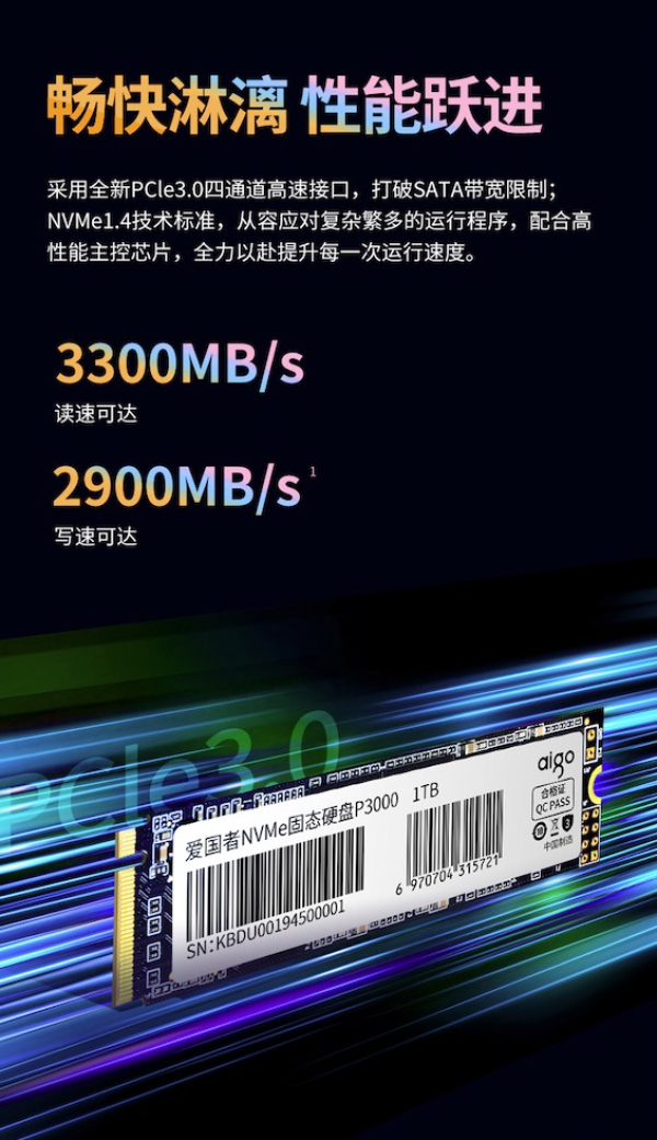 评论有奖小编精选国民好物快人一步aigo爱国者p3000nvme14m2固态硬盘