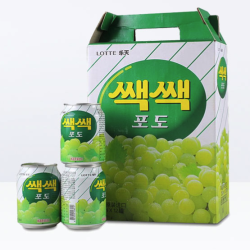 乐天 含果肉粒粒葡萄果汁饮料238ml*12罐/箱 礼盒装（韩国原装进口）