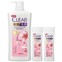 CLEAR 清扬 净爽头皮护理去屑洗发水 清樱花露香型500g+100g*2 去屑清爽48h长效樱花香