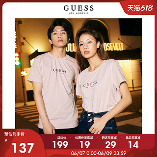 GUESS 盖尔斯 2021新女字母LOGO纯棉圆领短袖T恤-Q1FK26K2Q43