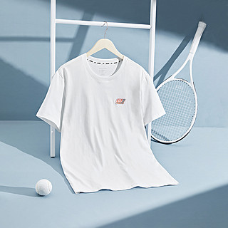 斯凯奇2021年夏季男女同款休闲T恤衫基础款透气短袖 XL 亮白色