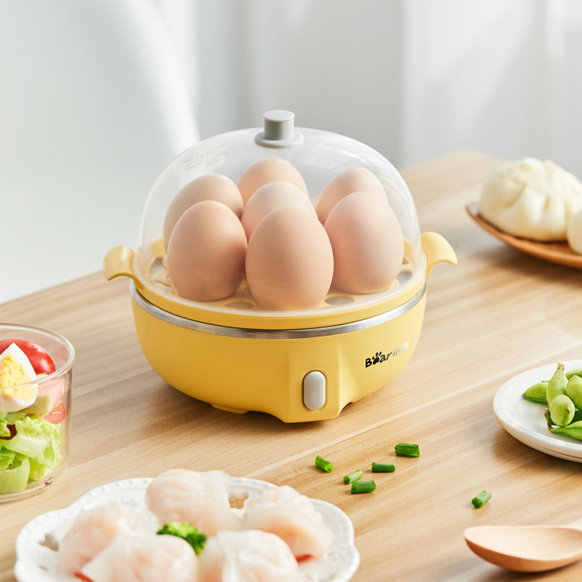 小熊煮蛋器家用早餐迷你机蒸蛋器一键式单层可煮5个蛋 zdq-b07t2