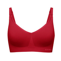 嫚熙(EMXEE)哺乳文胸无钢圈喂奶孕妇内衣防下垂前开扣聚拢调整型 中国红 XL