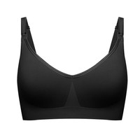 嫚熙(EMXEE)哺乳文胸无钢圈喂奶孕妇内衣防下垂前开扣聚拢调整型 黑色 S