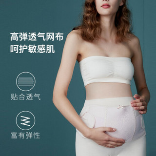 嫚熙（EMXEE）孕妇收腹带怀孕期托护腰带怀孕期缓解耻骨疼痛腰拖秋冬季 粉色-M码(3D立体托腹设计)