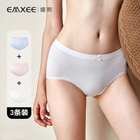 嫚熙（EMXEE）孕妇内裤高弹舒适低腰无痕孕早中晚期产后透气内裤女底裤3条 粉白兰 XL