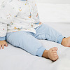 嫚熙（EMXEE）宝宝裤子2020新款婴儿休闲裤男童长裤加绒保暖纯色百搭潮女裤 蓝底印花长裤 80