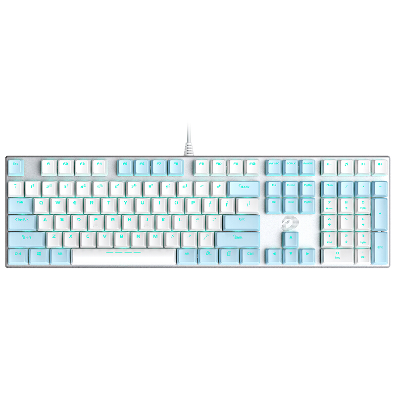 dareu 达尔优 机械合金版 108键 有线机械键盘 白蓝 达尔优青轴 单光