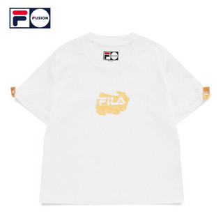 FILA FUSION 斐乐潮牌女装短袖衫2021夏秋新款LOGO印花圆领T恤女 标准白-WT 170/88A/L