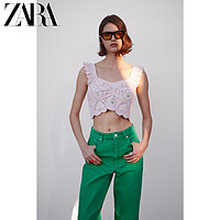 ZARA 夏季新款 花朵形装饰针织上衣 03991013621 淡粉红色 S