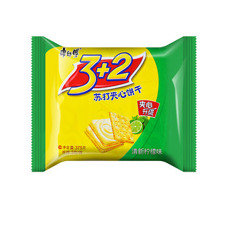 康师傅 3+2 苏打夹心饼干 清新柠檬味 375g