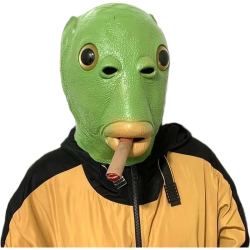 抖音搞怪搞笑小孩沙雕儿童绿鱼人面罩