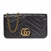 GUCCI 古驰 GG Marmont系列 女士斜挎包 488426 DSVRT 1000 黑色