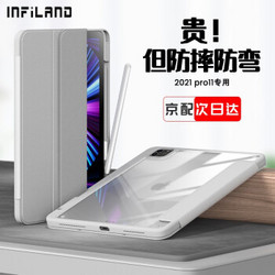 INFILAND 苹果2020新款iPad Pro11保护套12.9英寸全面屏透明硬壳硅胶软边皮套 带笔槽