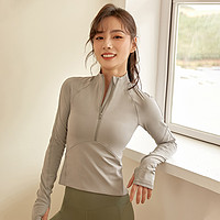 21秋新款户外训练服女弹力休闲运动外套瑜伽服上衣 M 霜灰色（收藏品牌，及时获取活动提示）