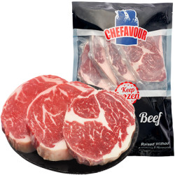 CHEFAVOUR 雪菲 眼肉原切牛排套餐 1kg/6片 + 赠品 谷饲牛肉饼 500g（5片）