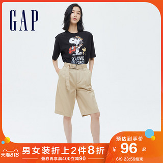 Gap女装纯棉短袖印花T恤699085夏季2021新款打底衫 黑色 170/100A(L)