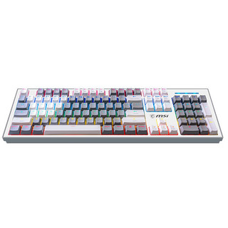 MSI 微星 GK50Z PIXEL 60度灰 104键 有线机械键盘 灰白 高特青轴 RGB