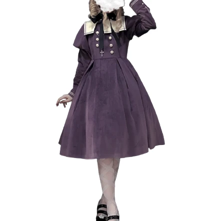 Larmes d'Anges 天使之泪 Lolita洛丽塔 十字圣女2.0系列 女士OP长袖连衣裙 紫色 S