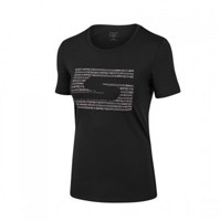 女子训练运动跑步短T撞色时尚休闲印花T恤短袖上衣 2XL 碳黑