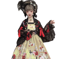 时之砂 Lolita洛丽塔 中华风 花想容 女士开衫 黑红色 S