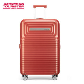 美旅回形箱大容量旅行箱超轻行李箱飞机轮静音拉杆箱波浪纹密码箱25英寸NC3 橘红色