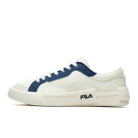 FILA 斐乐 男鞋帆布鞋2021夏季新款FUSION潮牌男子潮流板鞋街拍运动鞋男休闲慢跑鞋 奶白/徽章蓝-GB-T12M125107B 42