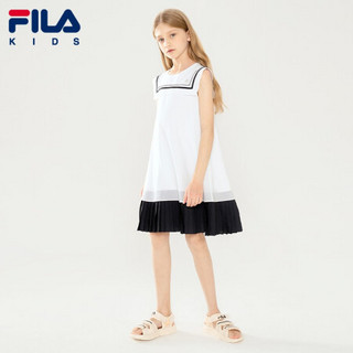 FILA斐乐童装儿童连衣裙2021夏装新款女童中大童女孩洋气公主裙子 标准白-WT 160cm