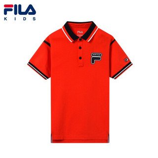 FILA KIDS斐乐童装男童短袖T恤2021夏新款儿童大童polo衫运动上衣 火红-RD 165cm