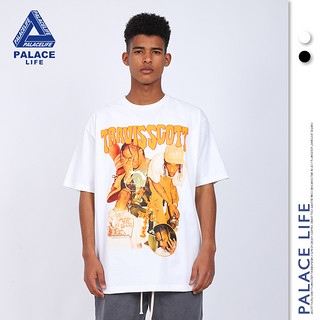 palace life联名Travis Scott印花高街T恤男女半袖上衣套头短袖潮