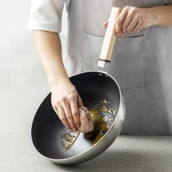悦味30cm不锈钢网纹炒锅