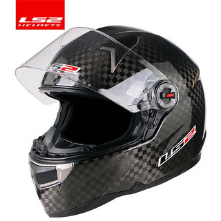 LS2 摩托车头盔防雾12K超轻碳纤维全盔蓝牙全覆式安全帽四季FF396 12K亮黑（单镜片） XXL（建议59-60头围）