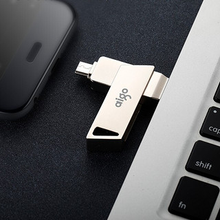 aigo 爱国者 U385 USB3.0 OTG U盘 银色 128GB Micro USB/USB-A双口