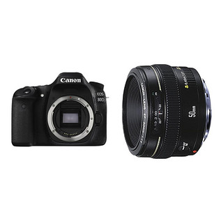 Canon 佳能 EOS 80D APS-C画幅 数码单反相机 黑色 EF 50mm F1.4 USM 定焦镜头 单镜头套机