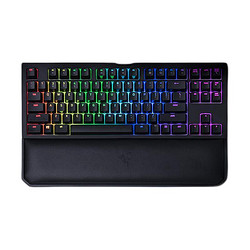 RAZER 雷蛇 黑寡妇蜘蛛 竞技幻彩版 V2 87键 有线键盘 黑色绿轴