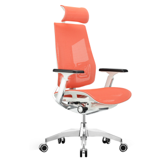 工学椅电脑椅家用舒适久坐送礼高端办公椅子摩登modern白框银白色脚托