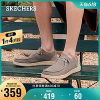 SKECHERS 斯凯奇 Skechers斯凯奇春夏男士休闲帆布鞋子透气一脚蹬布鞋薄款商务板鞋