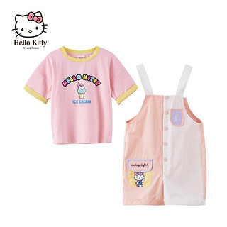 PLUS会员：Hello Kitty 凯蒂猫 女童T恤背带裤 2件套