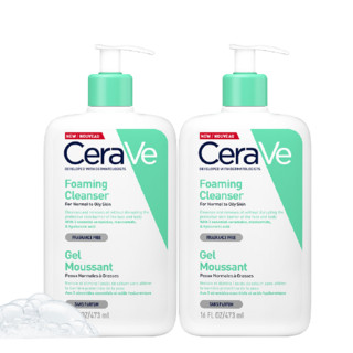 CeraVe 适乐肤 氨基酸啫喱洁面乳473ml*2 双支套装(赠同款洁面啫喱30ml*2+起泡网）