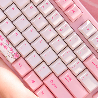 VARMILO 阿米洛 MA108 桜 108键 有线静电容键盘 粉白 阿米洛静电容V2樱花粉轴 单光