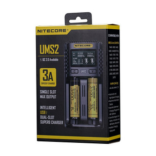 NITECORE 奈特科尔 UMS2 电池快速充电器 双槽 黑色