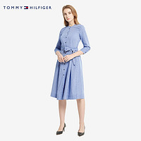 TOMMY HILFIGER 汤米·希尔费格 女装简约时尚纯棉条纹系带A字裙连衣裙30350