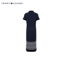 TOMMY HILFIGER 汤米·希尔费格 Tommy 21新款春夏女装休闲通勤棉质条纹针织短袖连衣裙J1070