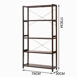 JIAYI 家逸 实木简易五层书架 棕色 60cm